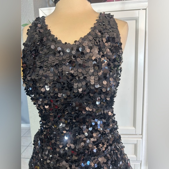 Vintage Early 2000s Full Sequence Mesh Tank Top Blouse Stretchy‎ MEDIUM - Picture 7 of 7